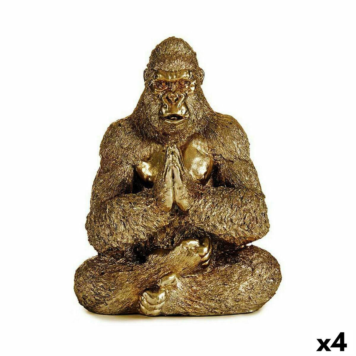 Dekorativ Yoga Gorilla Figur i Guld - 3 Enheder