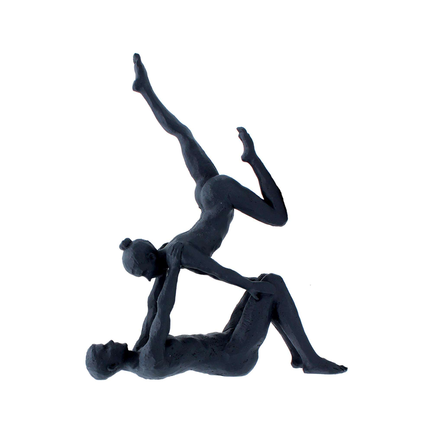 Sort Yoga Figur med Par - Rustik Design 26 cm