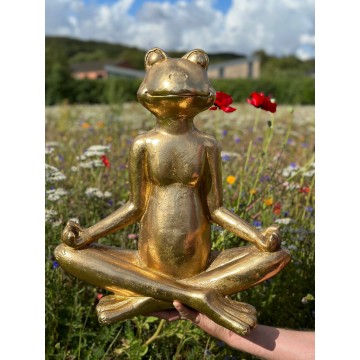 Guld Frø Figur - Yoga Frø i Lotusstilling