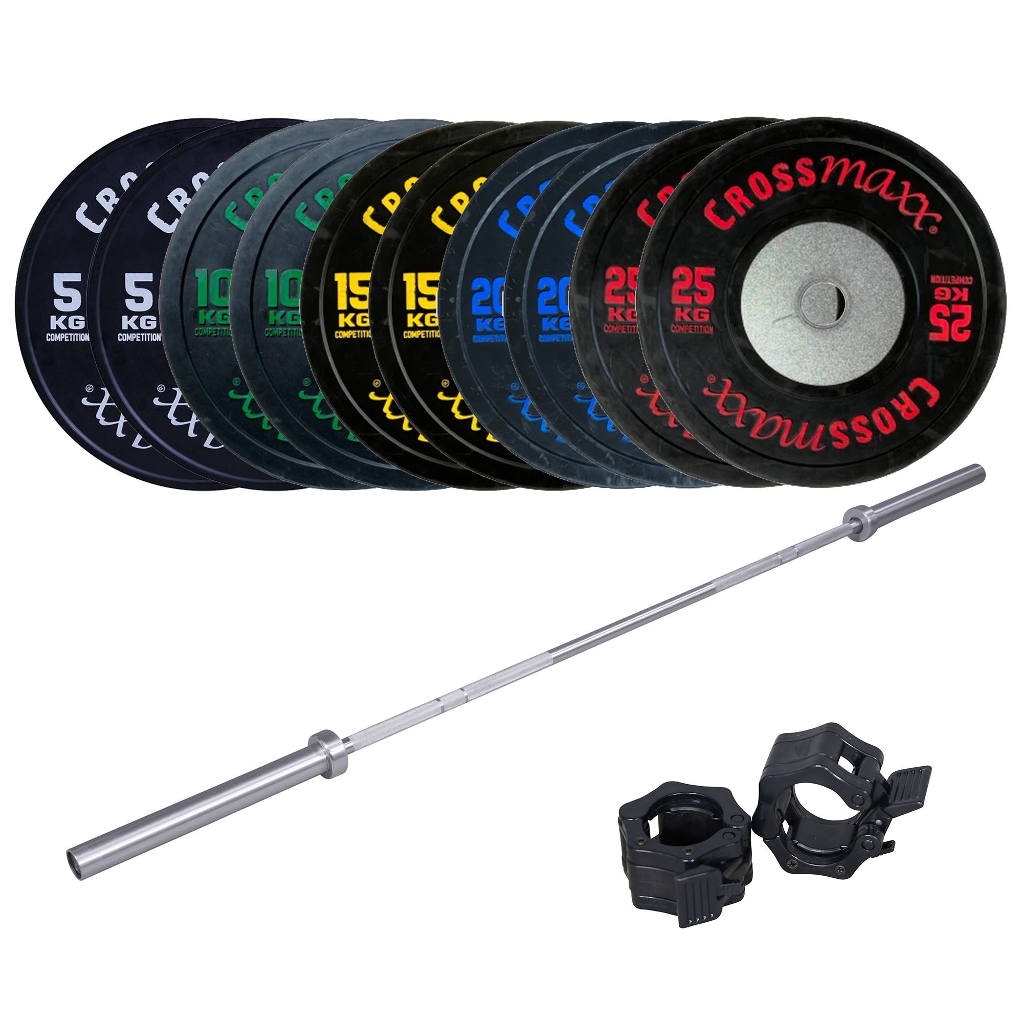 Sort Crossmaxx Vægtløftning Vægtstangssæt 165 kg - Tilbud!